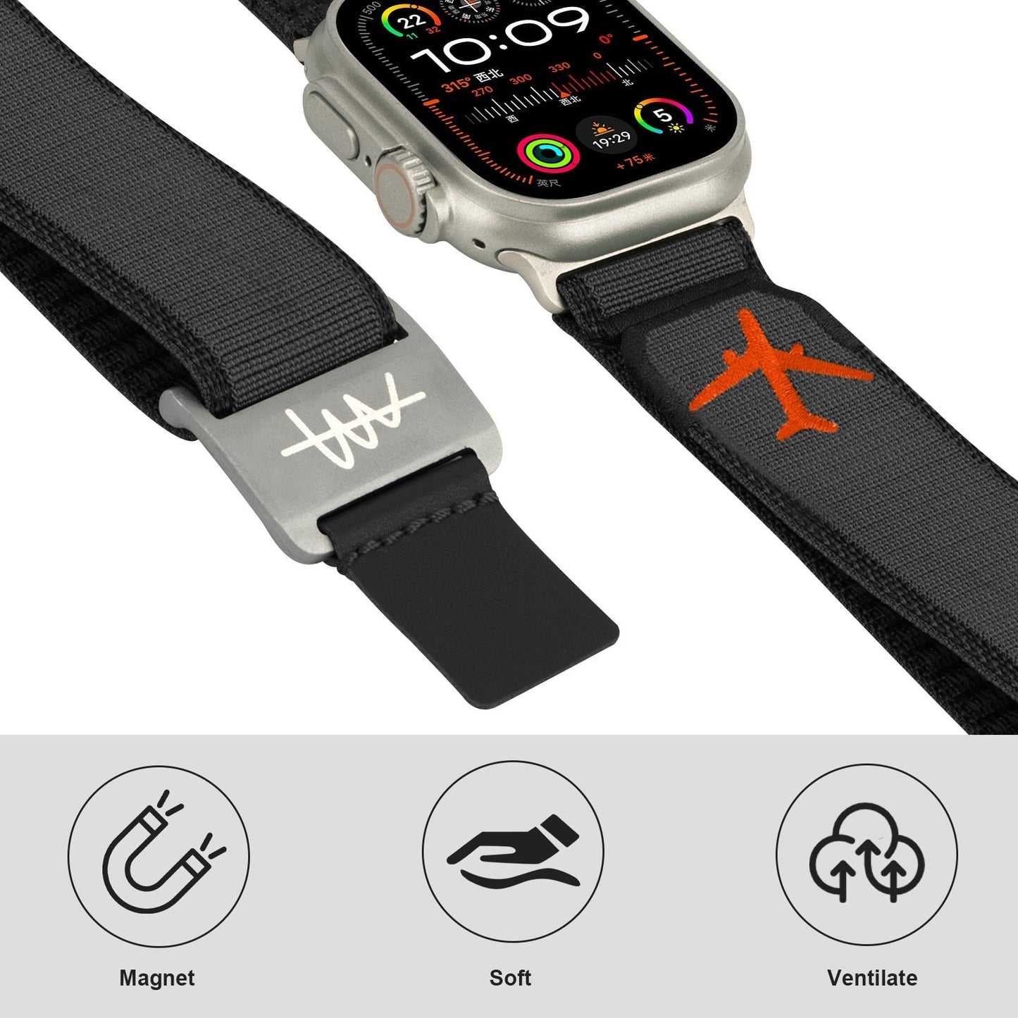 Royaleva Alpine Magnetic Nylon Strap For Apple Watch – Compatible with 42mm to 49mm Models