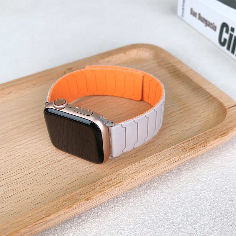 RoyaleGlow Armor Warrior Silicone Magnetic Watch Strap for Apple Watch