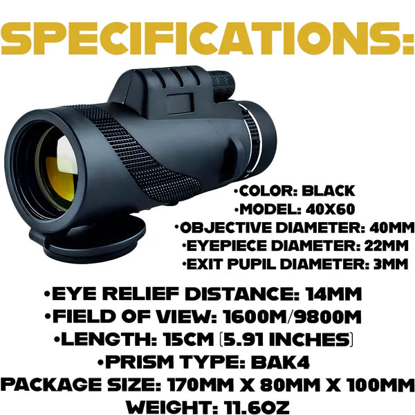 RoyaleGlow Starscope HD Monocular 10X Military-Grade Lens
