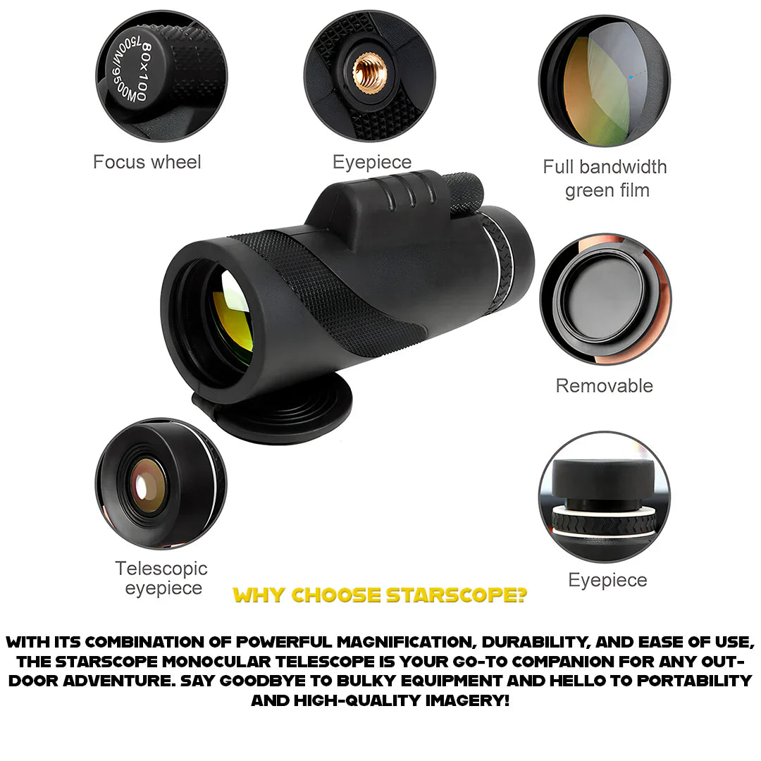 RoyaleGlow Starscope HD Monocular 10X Military-Grade Lens