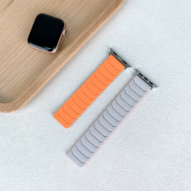 RoyaleGlow Armor Warrior Silicone Magnetic Watch Strap for Apple Watch