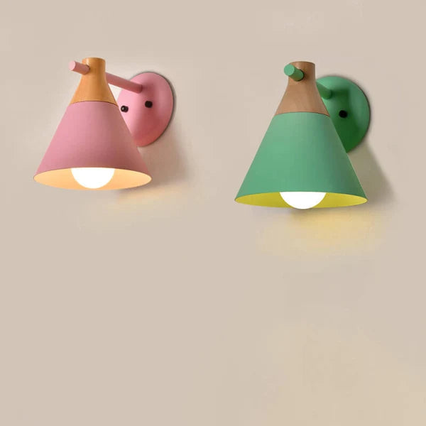 LuxRoyale Modern Nordic Bell Wall Sconce - Metal & Wood LED Accent Light