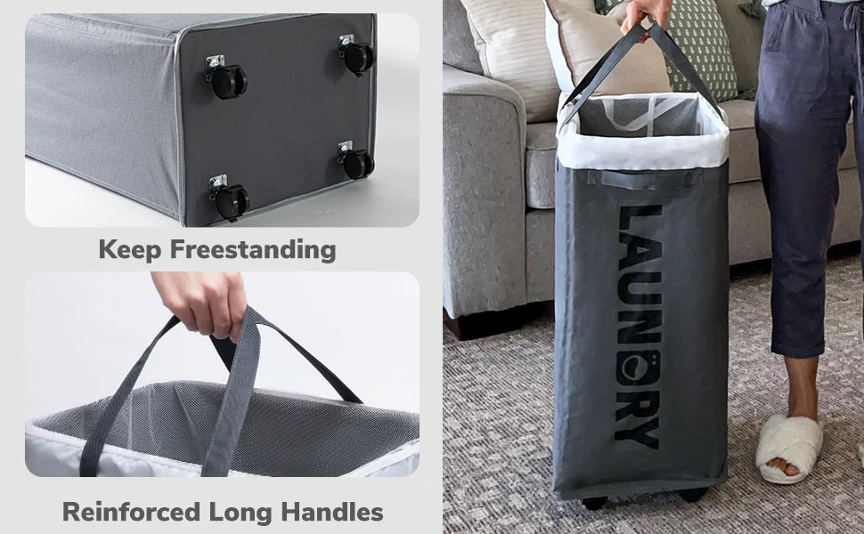 RoyaleGlow 75L Collapsible Large Laundry Basket with Wheels