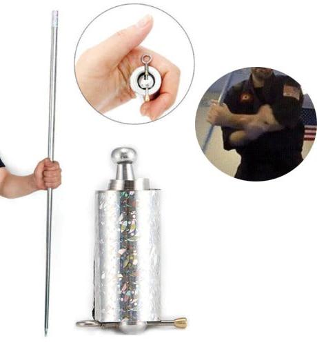 Rayvia Martial Arts Pocket Staff - High Quality Stainless Steel Silver