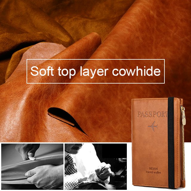 Royaleva RFID Blocking Leather Card Wallet Travel Multifunctional Passport Case Wallet