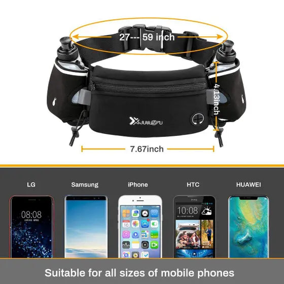 RoyaleGlow Running Hydration Waist Belt with Dual Bottle Holders