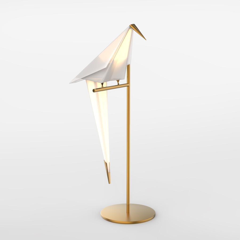 RoyaleGlow ArtiLicht - Gold Table Lamp with Origami Crane Design