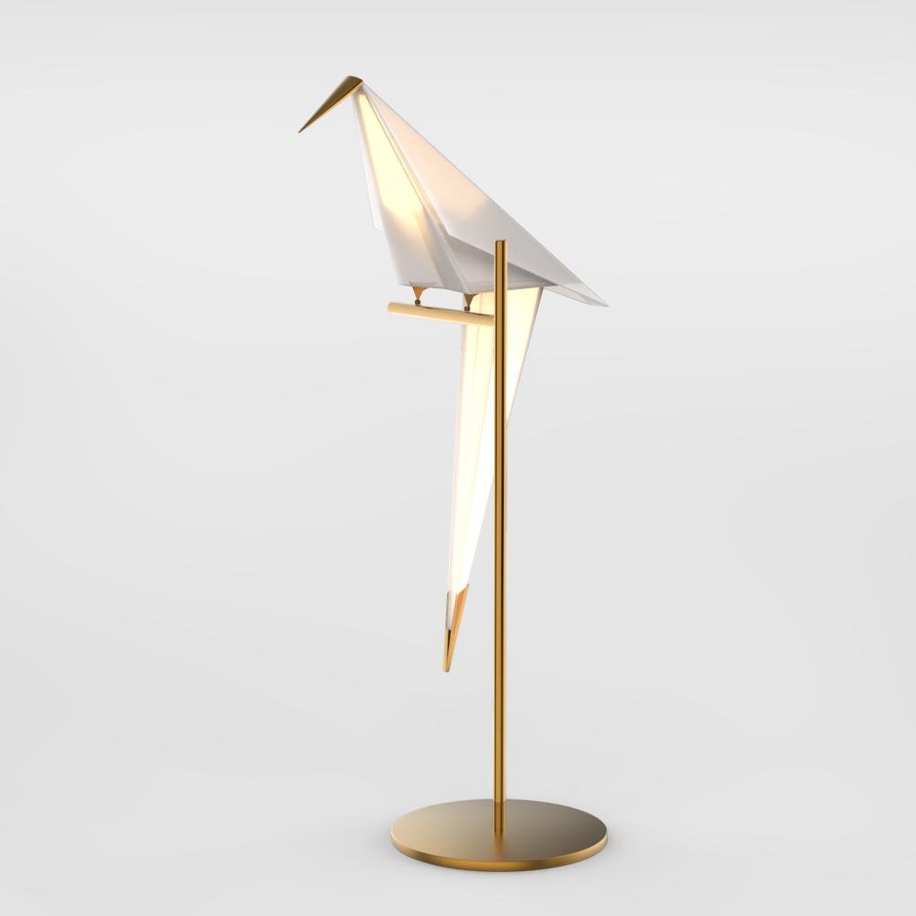 RoyaleGlow ArtiLicht - Gold Table Lamp with Origami Crane Design