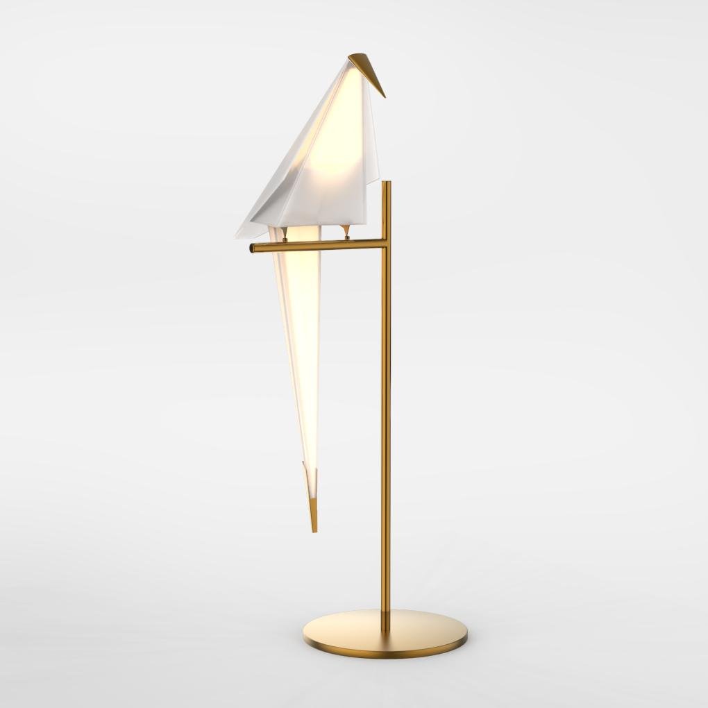 RoyaleGlow ArtiLicht - Gold Table Lamp with Origami Crane Design