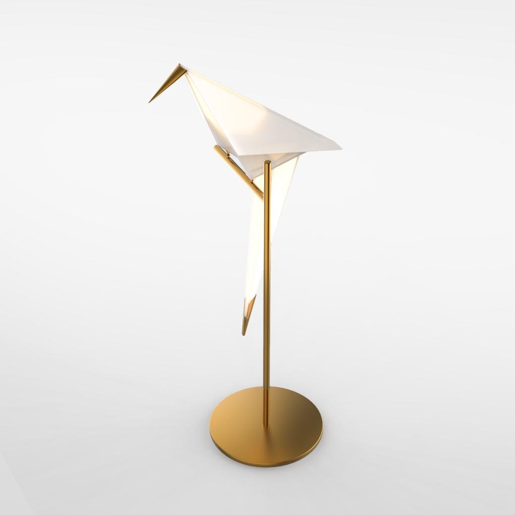 RoyaleGlow ArtiLicht - Gold Table Lamp with Origami Crane Design