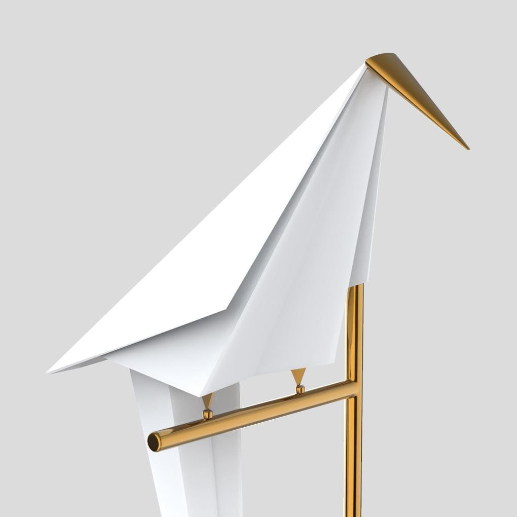 RoyaleGlow ArtiLicht - Gold Table Lamp with Origami Crane Design