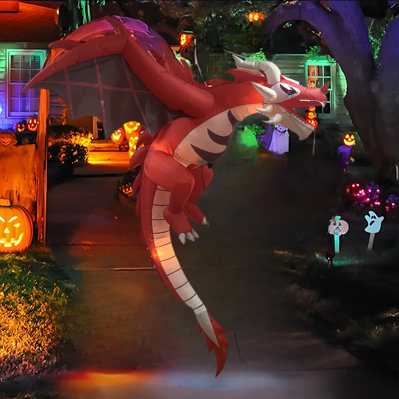 1.5m Inflatable Halloween T-Rex LED Lighted Decorative Hanging Ornament American Style Garden Party Decoration Flame Dragon 3