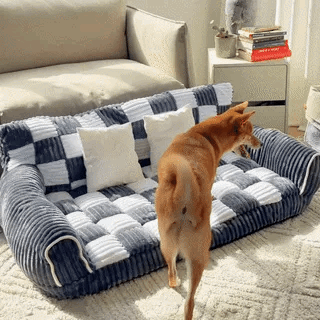 Pawelux Cozy Chenille Large Plaid Anti-Slip Dog Bed Mat - Machine Washable Pet Couch Cover