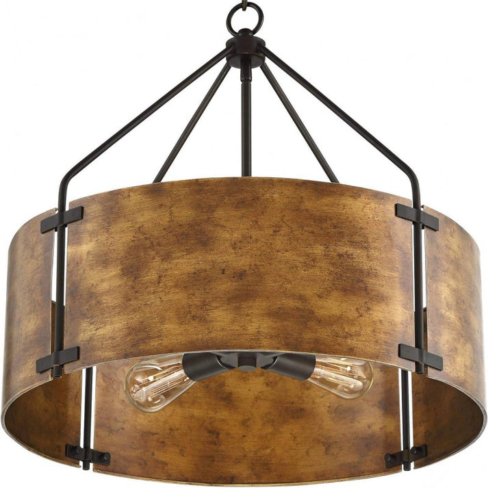 RoyaleGlow Farmhouse Bronze Chandelier-Industrial Drum Pendant Light
