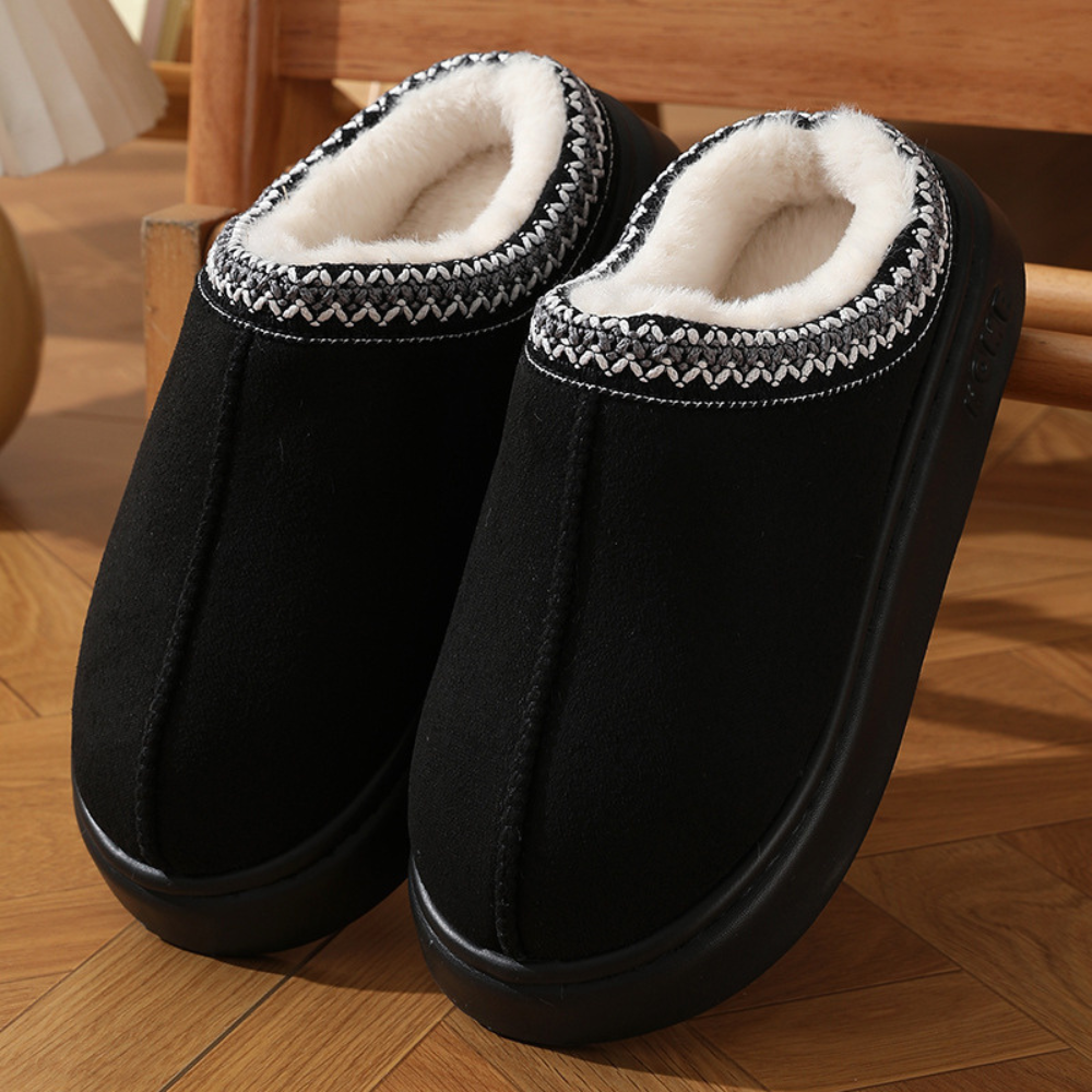 Luxora Fluffy Insole Platform Slippers Winter Slip On Faux Fur Shoes