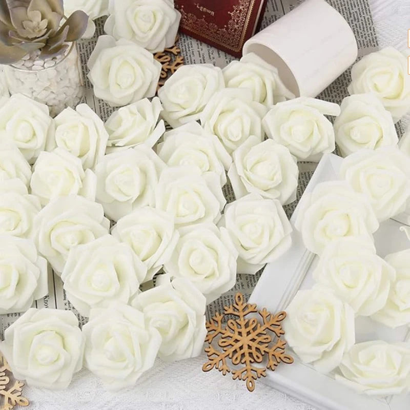 10/20/50Pcs Artificial Foam Rose Flowers PE Fake Flower for Home Room Dceor Wedding Party Halloween Thanksgiving Christmas Decor 2