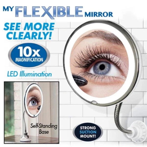 Luxora 10X Magnifying LED Lighted Flexible Mirror