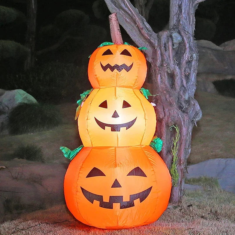 120cm LED Glow Lanterns Halloween Inflatable Pumpkin Model Decorate Inflating Orange Adornment Outdoor Garden Holiday Decoration 0