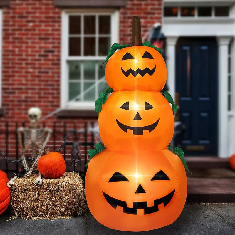 120cm LED Glow Lanterns Halloween Inflatable Pumpkin Model Decorate Inflating Orange Adornment Outdoor Garden Holiday Decoration 1