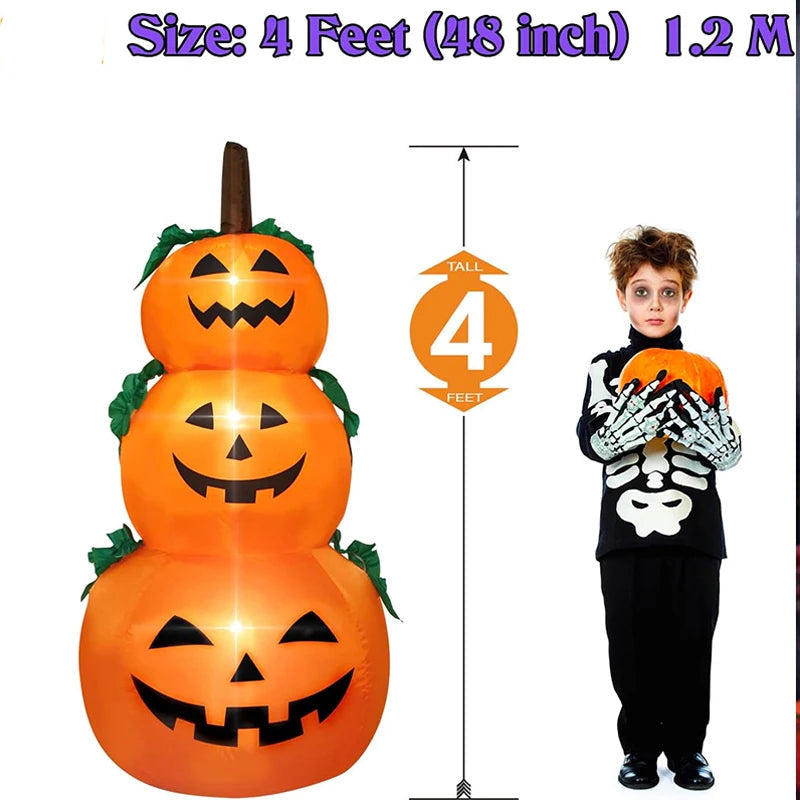 120cm LED Glow Lanterns Halloween Inflatable Pumpkin Model Decorate Inflating Orange Adornment Outdoor Garden Holiday Decoration 5