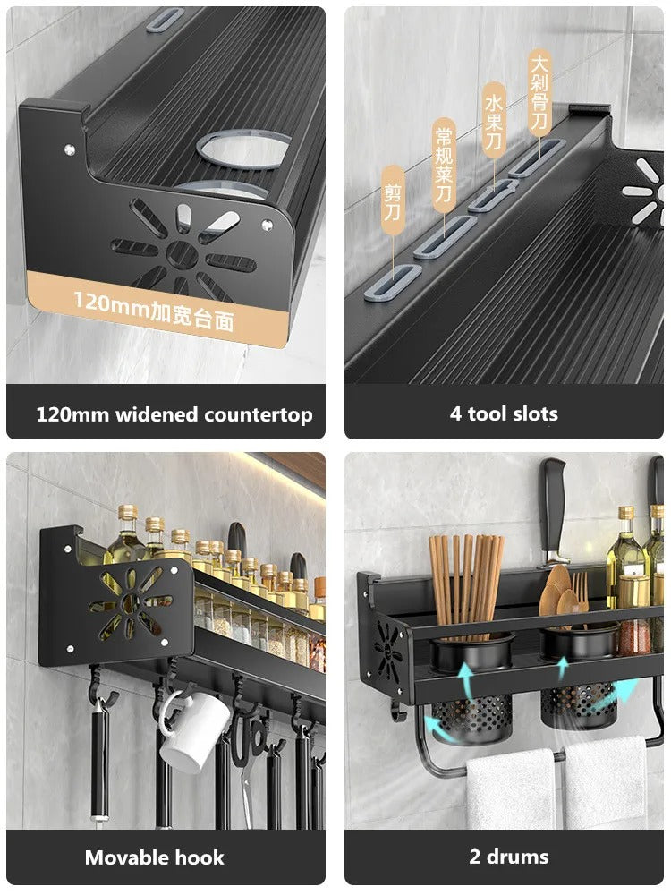 Luxora Wall Mounted Kitchen Storage Rack Organizer - Durable and Space-Saving Solution