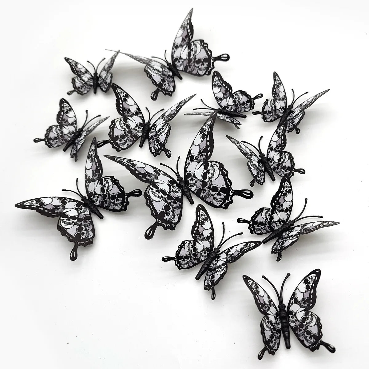 12Pcs 3D Butterfly Wall Sticker PVC Self Adhesive Wallpaper Butterfly Wall Sticker Living Room Window Decal Halloween Home Decor 3