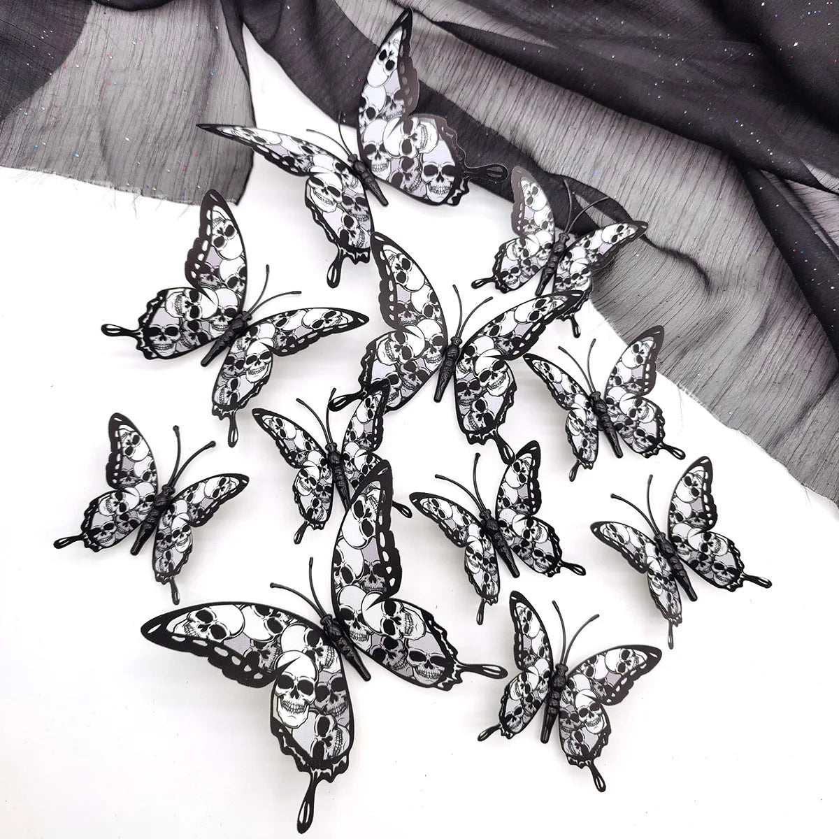 12Pcs 3D Butterfly Wall Sticker PVC Self Adhesive Wallpaper Butterfly Wall Sticker Living Room Window Decal Halloween Home Decor 5