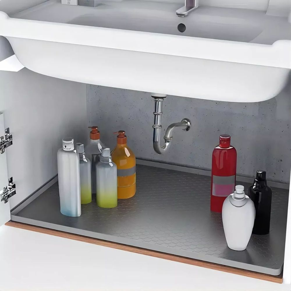 RoyaleGlow Large Under Kitchen Sink Mat Silicone Protective Liner