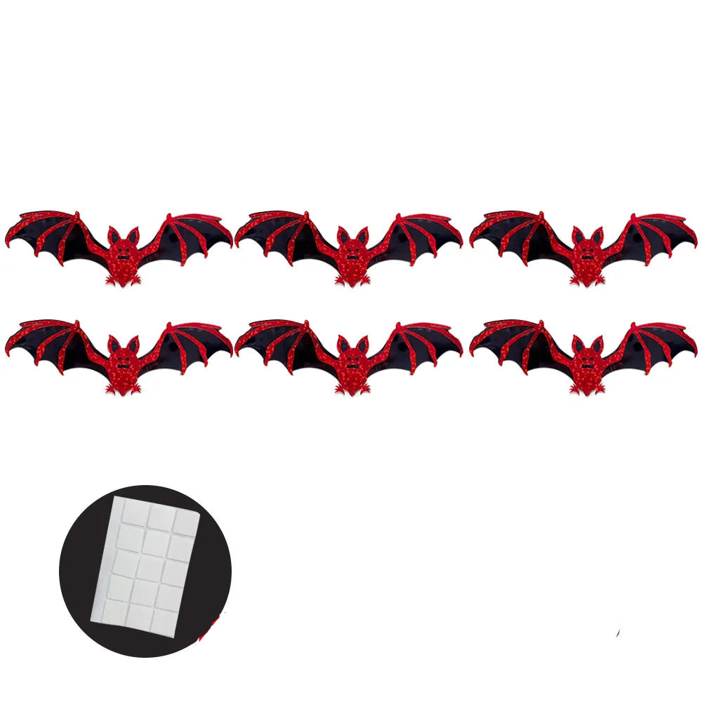 12pcs 15cm Halloween 3D Hollow Bat Wall Stickers Removable Black Bat Sticker Room Decor Party DIY Decals Halloween Horror Bats 7