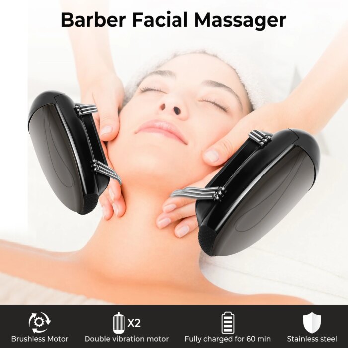 Royaleva Professional Vibration Massager Barbershop Cordless Handheld Heat Massager USB Charging Body Neck Back Head Face Massager