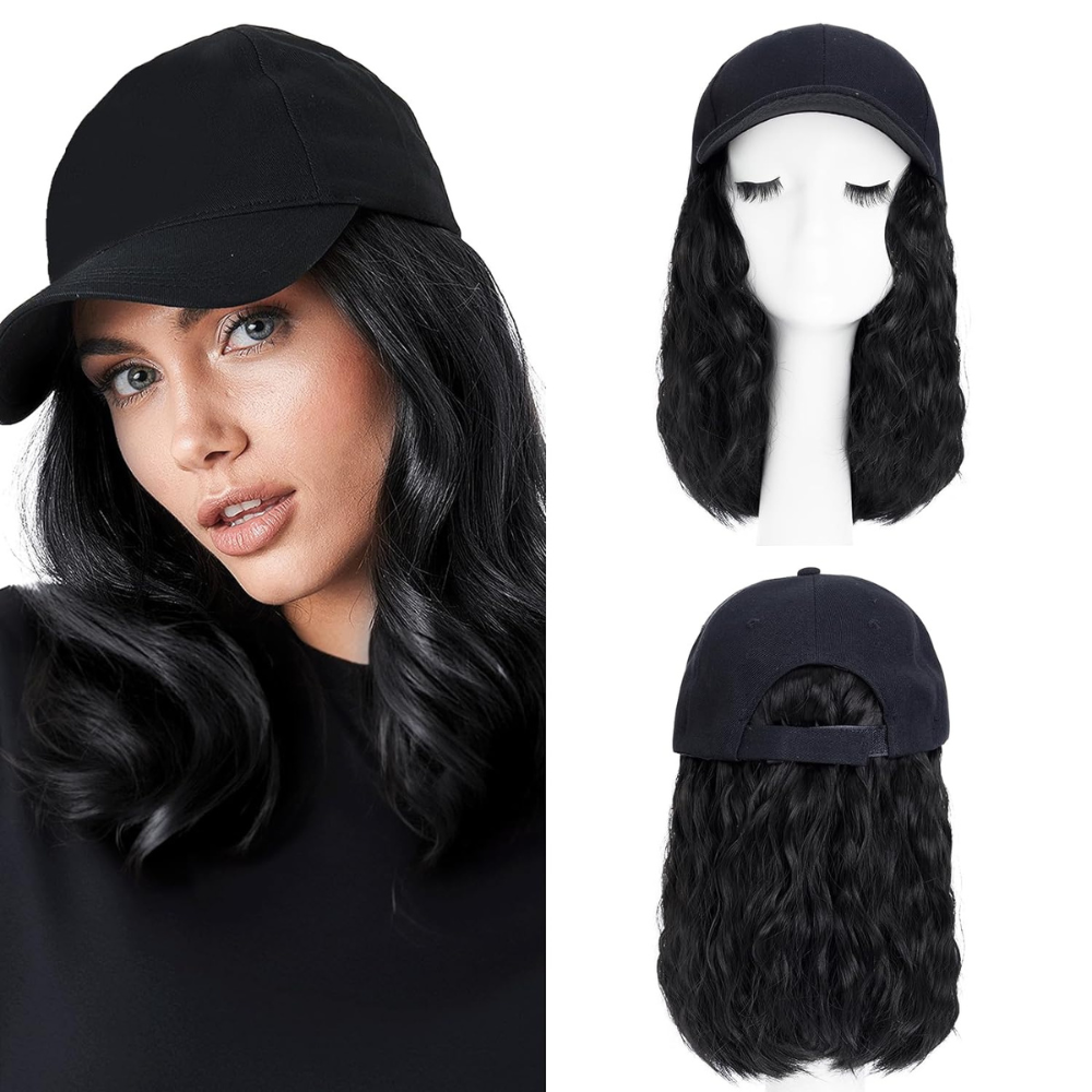 Royaleva Heat Resistant Synthetic Wavy Wig Extension Baseball Cap