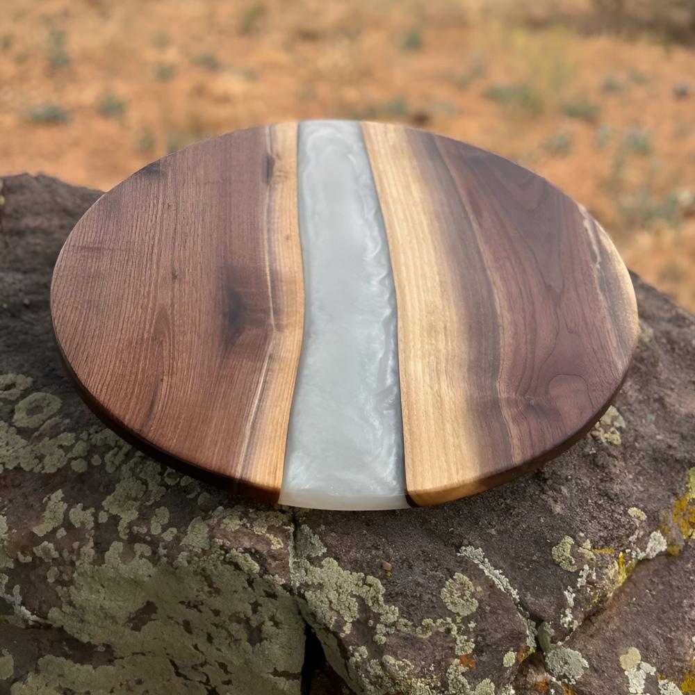 RoyaleGlow Artisan Epoxy Round Wood Chopping Board