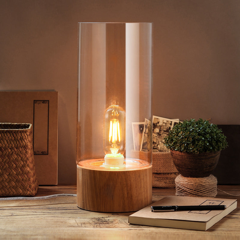 Royallure Elegant Cylindrical Table Lamp with Wooden Base - Modern Lighting Solution - Default Title