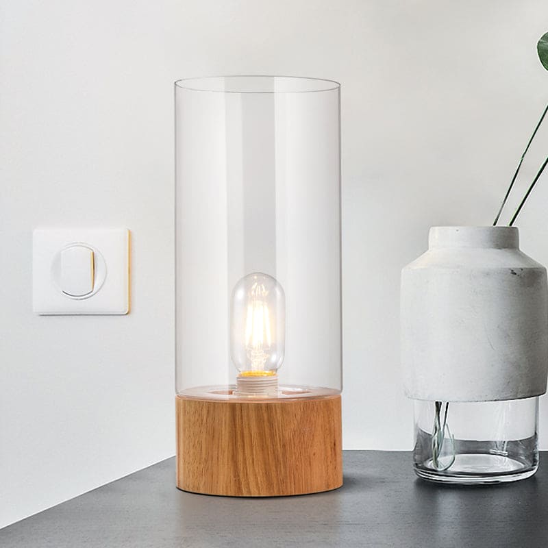 Royallure Elegant Cylindrical Table Lamp with Wooden Base - Modern Lighting Solution - Default Title