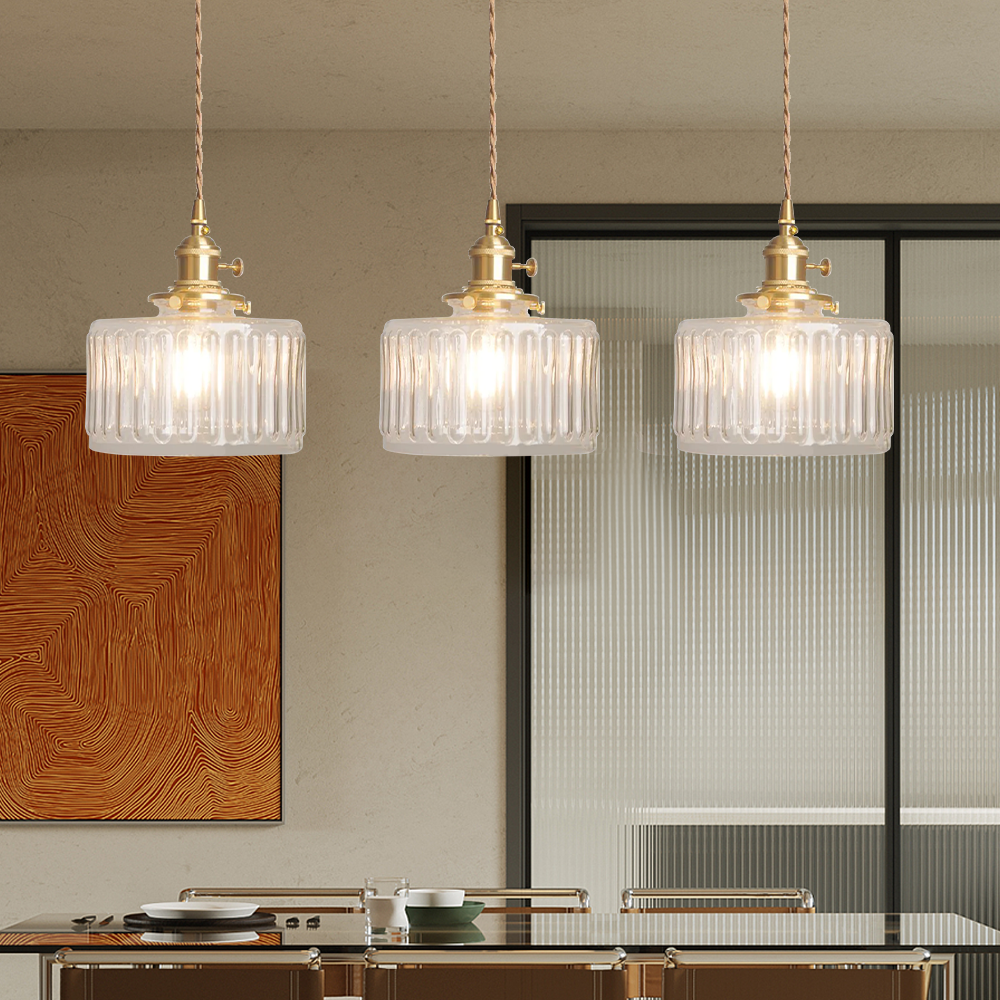 RoyaleGlow Stunning Cylinder Glass Pendant Light – Elegant Modern Illumination - Green / A- 6.9 in (17.5 cm) x 7.48 in (19 cm) / Single Head
