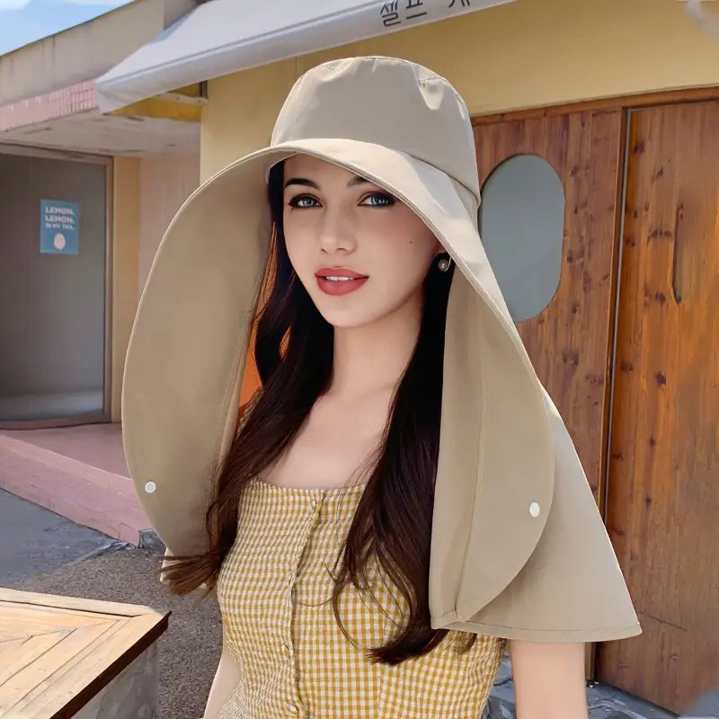 Royaleva Elegant Wide Brim Sun Protection Shawl Hat for Women