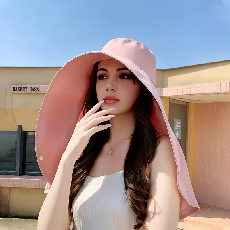 Royaleva Elegant Wide Brim Sun Protection Shawl Hat for Women