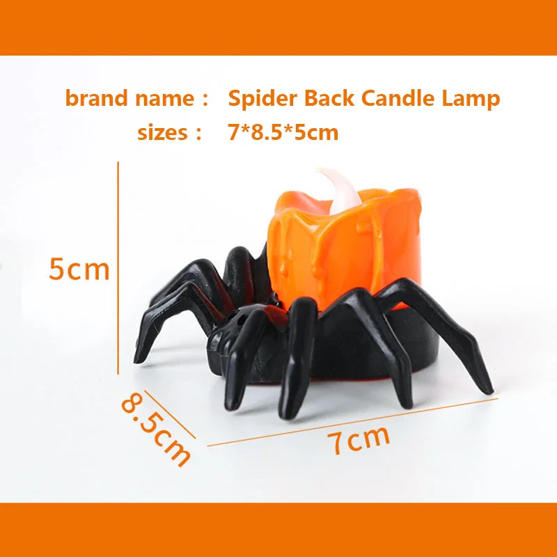 1PCS Halloween Decorations LED Candle Light Plastic Spider Pumpkin Lamp for Home Bar Haunted House Halloween Party Decor 1