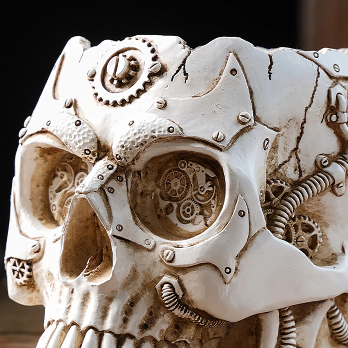 1PC, Halloween party punk-style mechanical white, black gold, and silver-black skull-shaped vases 3