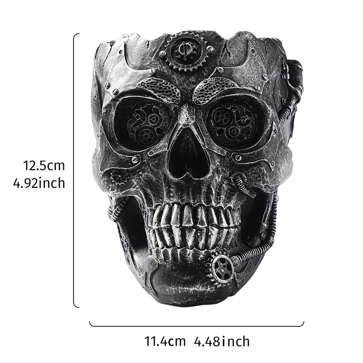 1PC, Halloween party punk-style mechanical white, black gold, and silver-black skull-shaped vases 6