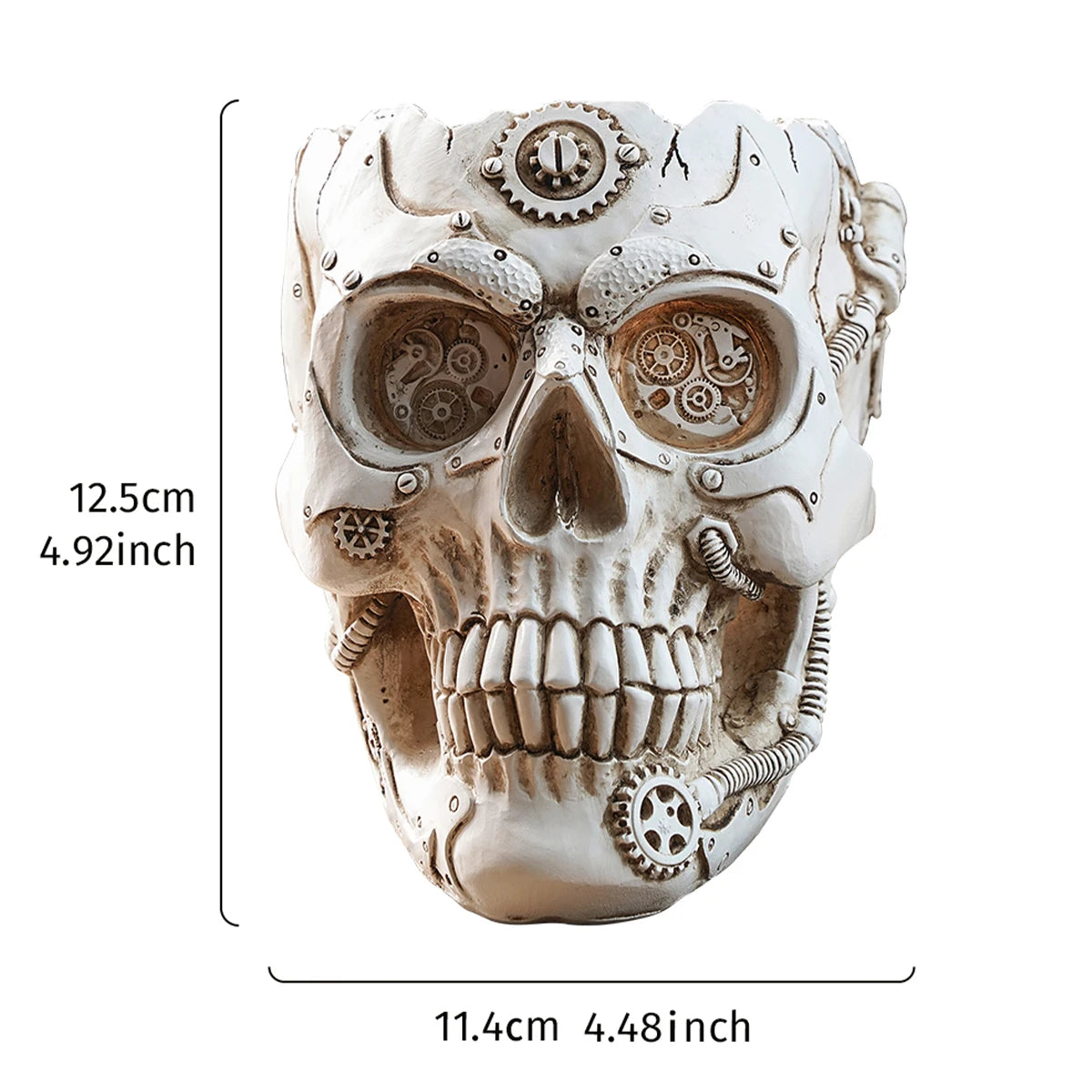1PC, Halloween party punk-style mechanical white, black gold, and silver-black skull-shaped vases 7