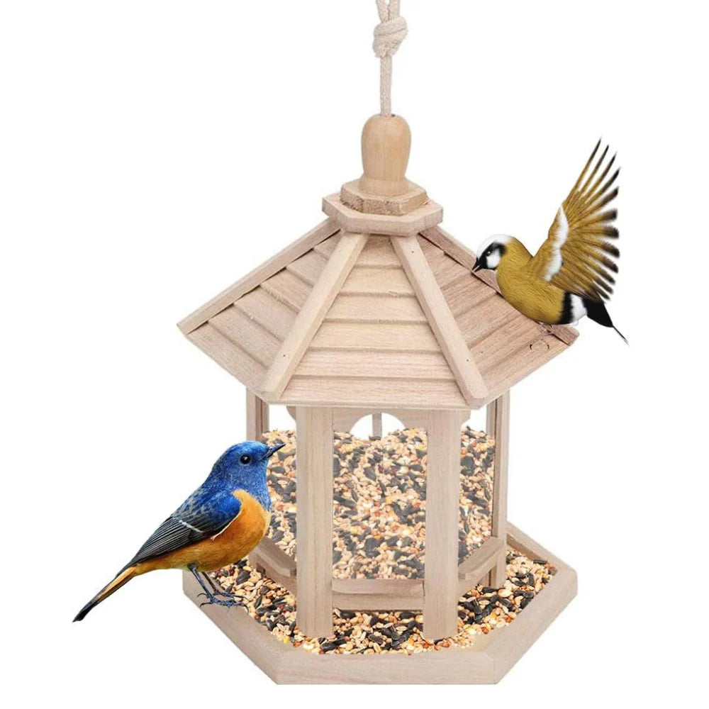 Luxora Wooden Transparent Household Bird Feeder for Garden