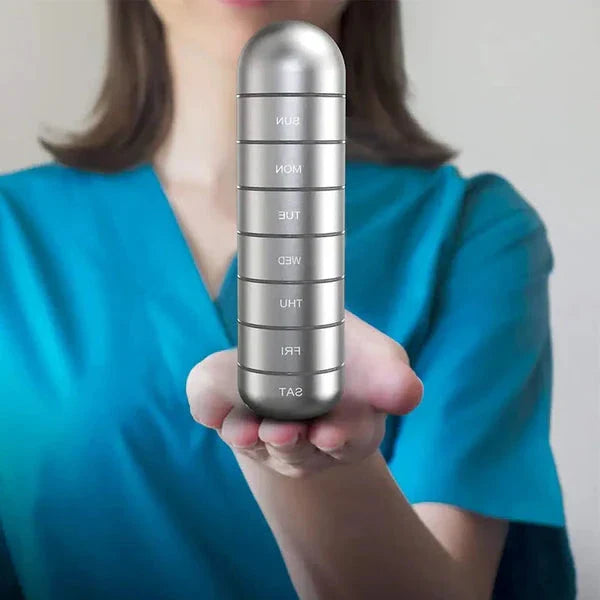 Luxora Aluminum 7 Days Portable Pill Organizer for Travel