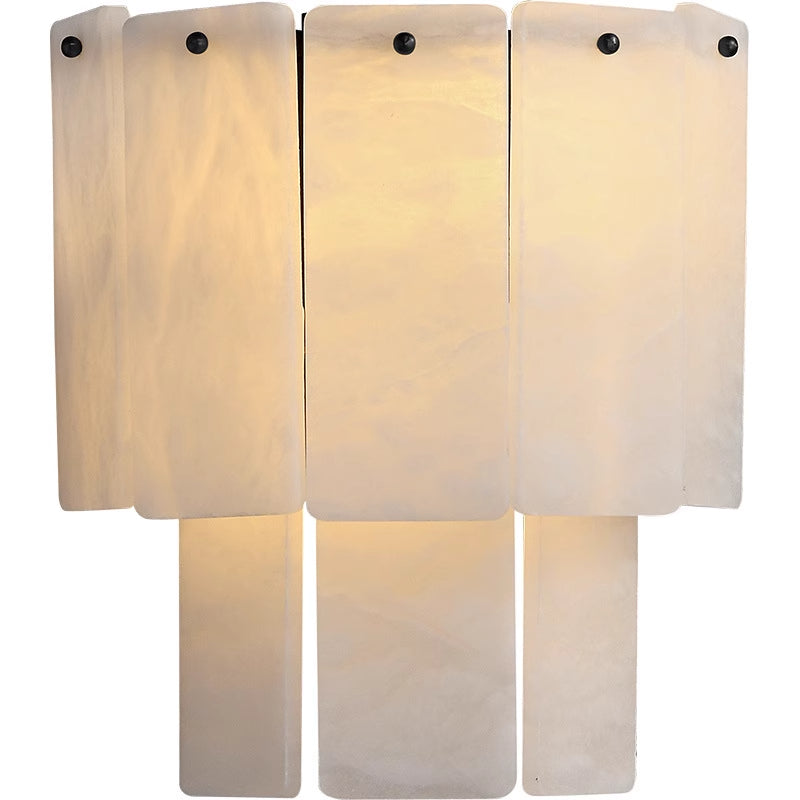 RoyaleGlow Modern Alabaster Wall Sconce - Luxury Layered Stone LED Light for Living Room