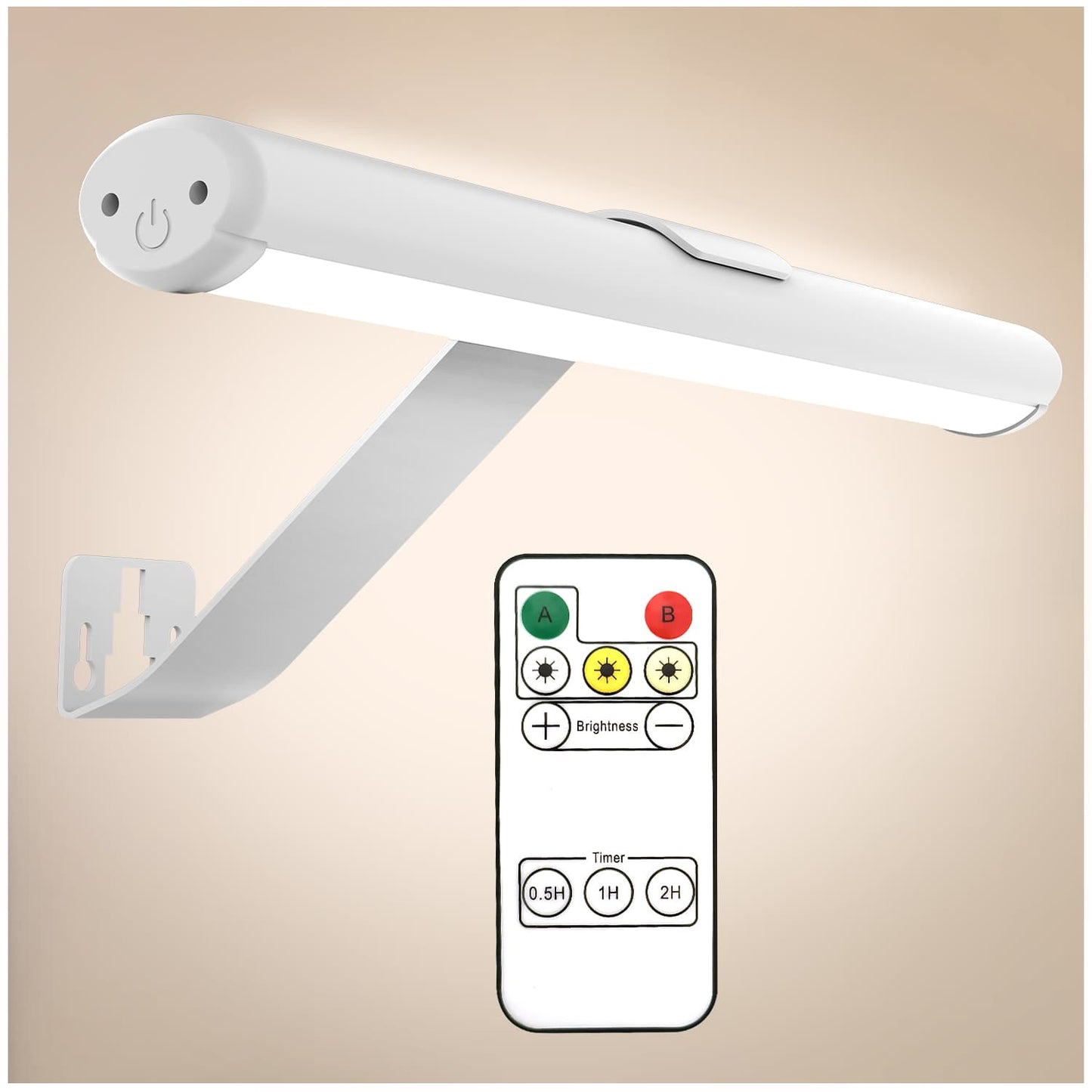 Wireless LED Rechargeable Picture Light with Remote Control - Perfect for Art and Photos - White