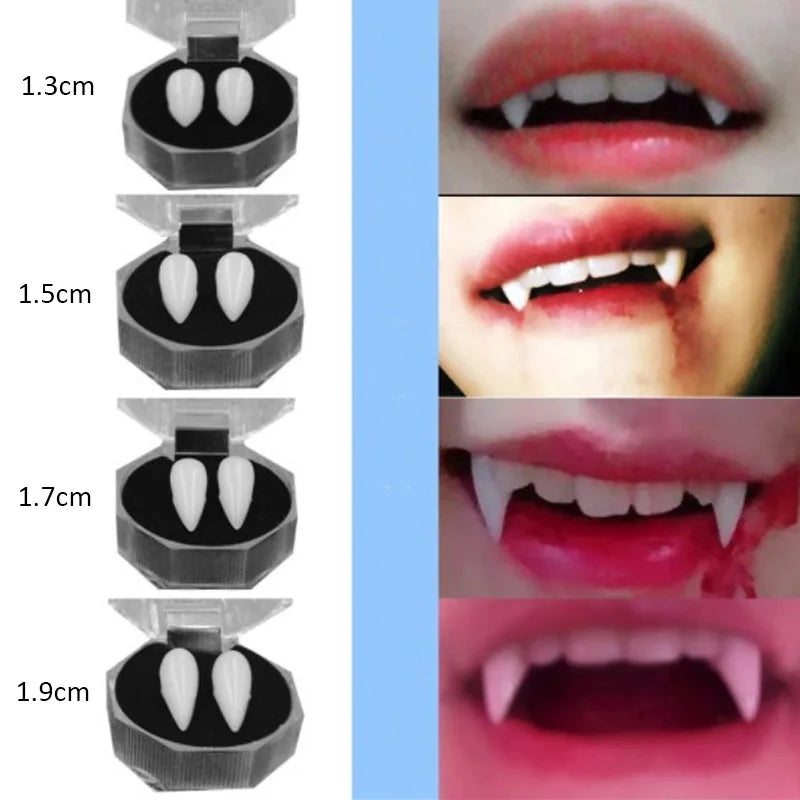 1 Pair Vampire Teeth Fangs Dentures Props Halloween Costume Props False Teeth Solid Glue Denture Adhesive Halloween Party Decor 1
