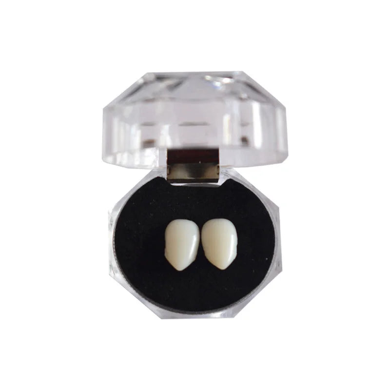 1 Pair Vampire Teeth Fangs Dentures Props Halloween Costume Props False Teeth Solid Glue Denture Adhesive Halloween Party Decor 21
