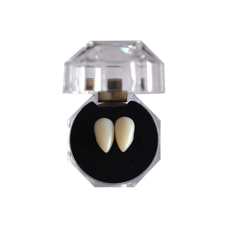 1 Pair Vampire Teeth Fangs Dentures Props Halloween Costume Props False Teeth Solid Glue Denture Adhesive Halloween Party Decor 29