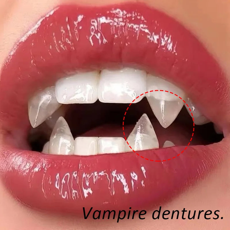1 Pair Vampire Teeth Fangs Dentures Props Halloween Costume Props False Teeth Solid Glue Denture Adhesive Halloween Party Decor 5