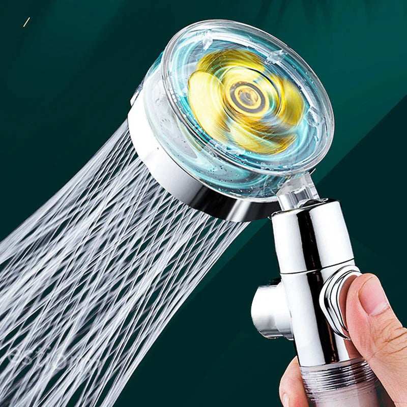 Turbo Propeller Shower Head - High Pressure, Eco-Friendly, and Water-Saving with 360° Rotation, Adjustable Angle, and Easy-to-Clean Silicone Nozzles for a Luxurious Spa-Like Shower Experience